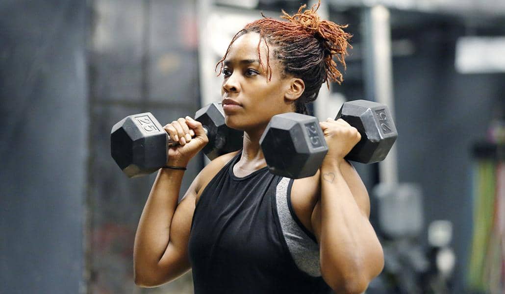 Girl with dumbbells 600